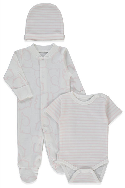 Bebetto طقم ريبانا من 3 قطع (حيوانات سعيدة) وردي