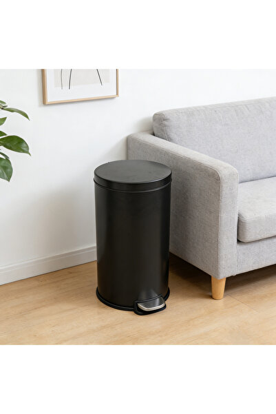 Bleco Black metal indoor/outdoor pedal trash can with bathroom storage bin