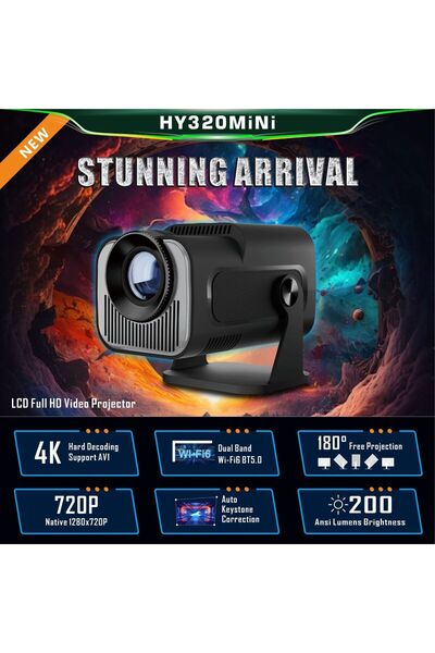 None Portable Projector, HY320 Mini Projector with WiFi and Bluetooth, Suppor...