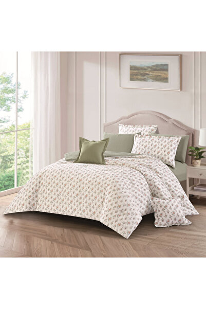 Levore Cotton 8-piece bedspread, 100% soft cotton, floral pattern, double-sid...