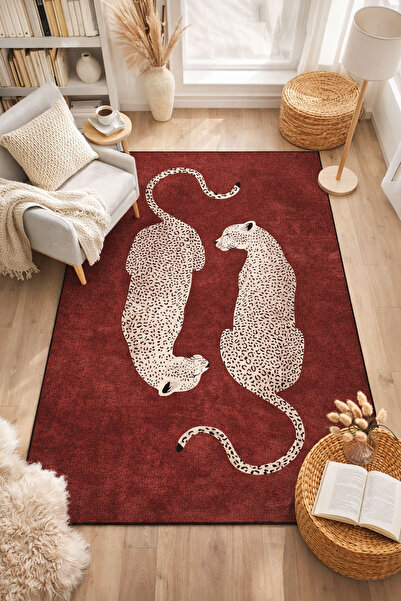 Nihai Ev Dijital Kaymaz Yıkanabilir Modern Kaplan Figürlü Salon Halısı Mutfak...