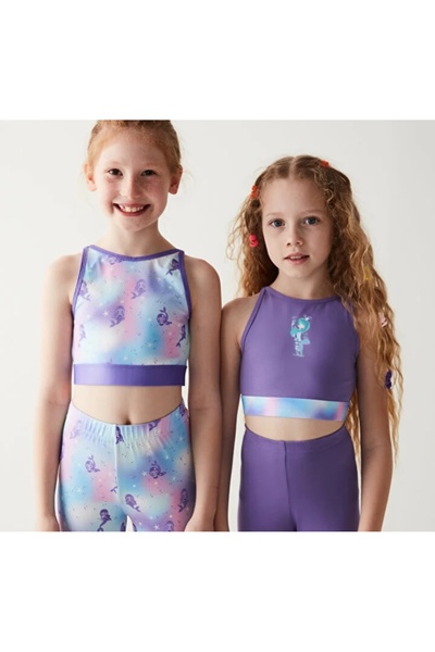 Penti Purple Girls' Mermaid Patterned 2-Piece Short Top Bra