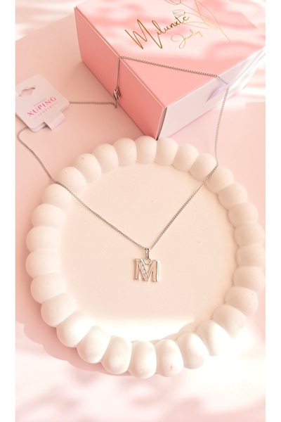 MİLUNXTE Xuping Necklace Women's Silver Color m Letter Steel Necklace with Sh...