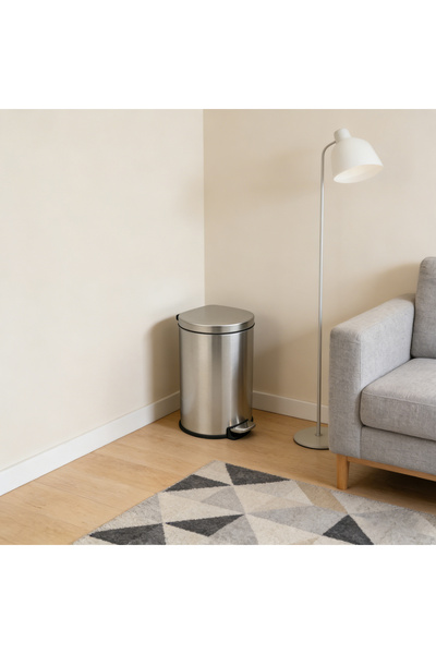 Bleco Black metal indoor/outdoor pedal trash can with bathroom storage bin