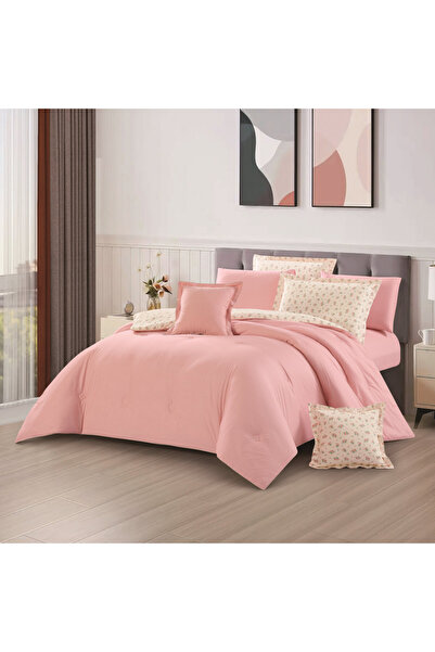 Levore Cotton 8-piece bedspread, 100% soft cotton, floral pattern, double-sid...