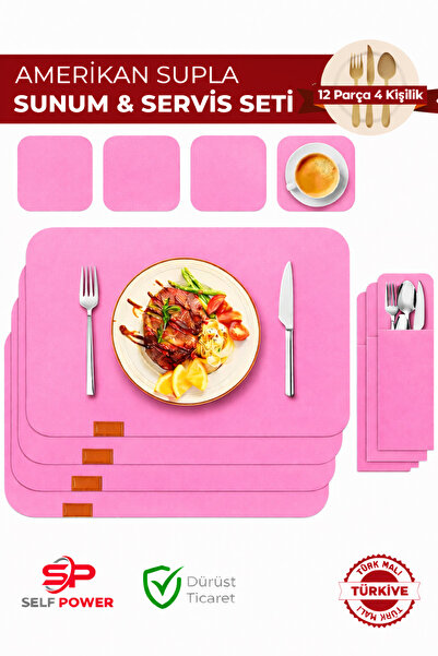 Self Power 12 Piece 4-Person Pink Stylish Design American Supla Presentation ...