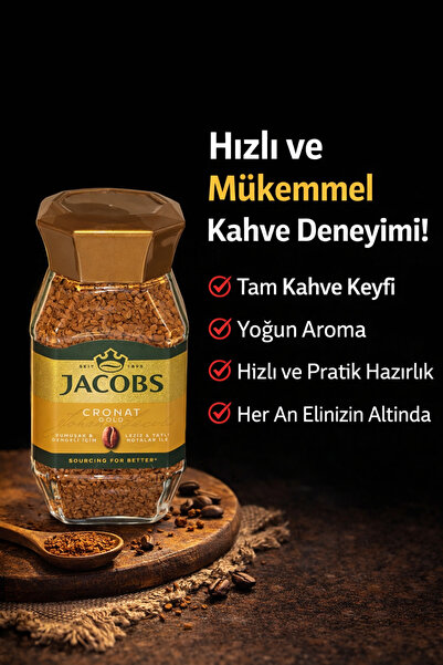 Jacobs Cronat Gold Çözünebilir Kahve 100 g Cam Kavanoz Yumuşak İçim Hazır Kahve