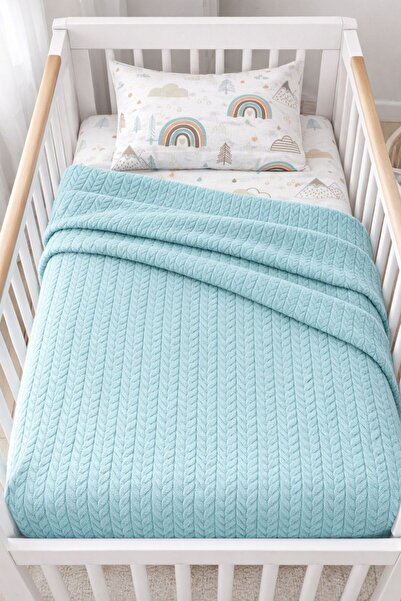 YUSRAMODA Knitted Pique and Sheet Set for Park Bed (60 X 110 cm) - (70 X 120 cm)