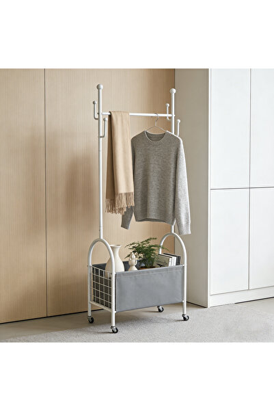 Bleco Modern mobile wardrobe storage hanger with single-layer fabric shelf