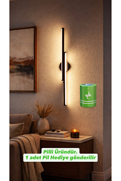 HF DESIGNER Çift Yönlü Pilli Aplik 60CM Modern TV Panel Işığı Resim Aplik Ote...