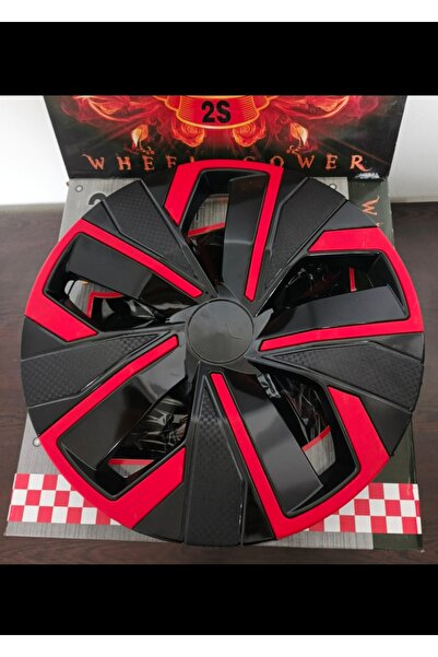 Universal Citroen Ami Uyumlu 14 inç Kırmızı Çıtalı Jant Kapağı 4'lü Takım Amb...