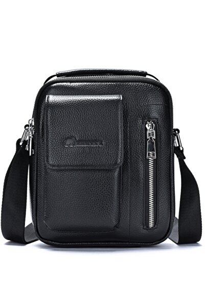 JERMYN'S Men's messenger bag, genuine leather, Lincoln, black