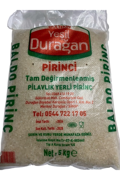 YEŞİL DURAĞAN Gültekin Baldo Tip A Pilavlık Yerli Pirinç - 5 Kg