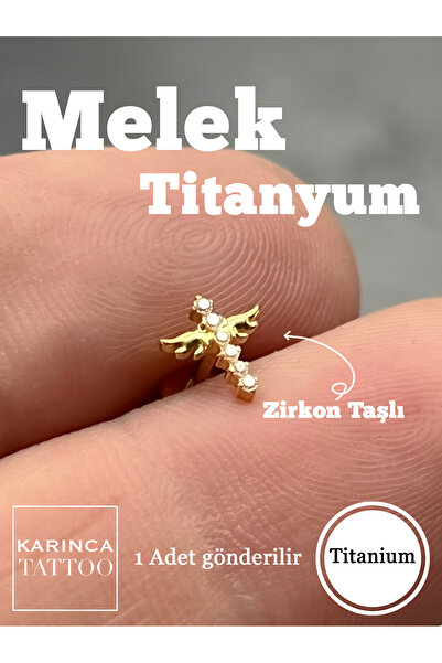 Karınca Piercing Minimal Melek Taşlı Titanyum Piercing Conch Flat Tragus Heli...