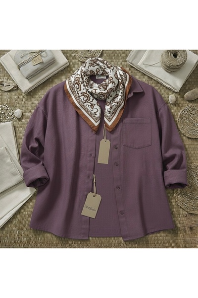 miremiran yakası kapanır Doğal Keten Kumaş salaş Kalıp Rahat Kesim gömlek MOR