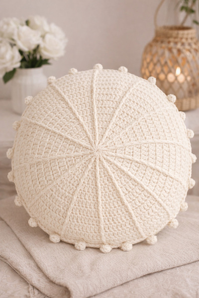 Günebakan Handmade Pillow "Hanım Evi Kırlent" - Ecru