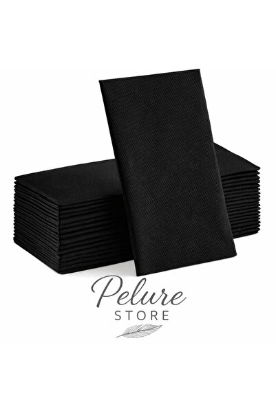 pelure store Kumaş Dokulu Siyah 20’li Özel Kutulu Kağıt Peçete