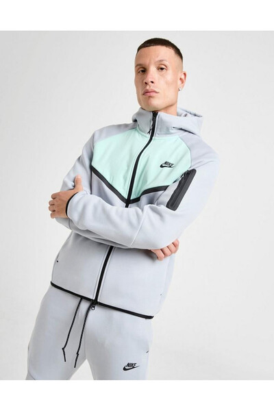 Nike سترة رجالية من الصوف مقاومة للرياح بسحاب كامل من تيك