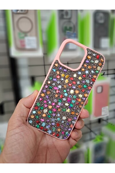 EPRO iPhone 14 Pro Max Gerçek Parlak Işıltılı Doğal Taşlı İçi Kadife Yüksek K...