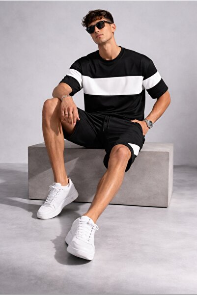 NOFLEN Scuba Black Men's Round Tshirt Sort Set