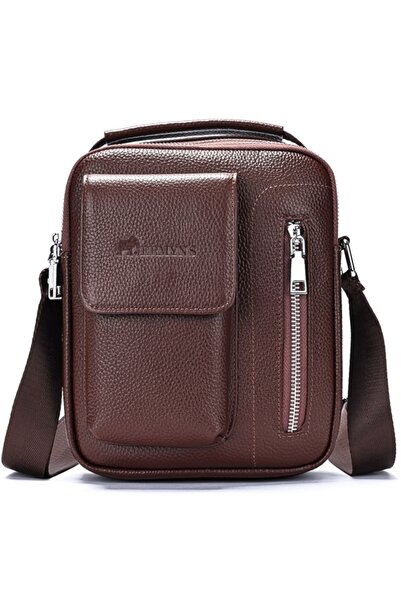 JERMYN'S Men's messenger bag, genuine leather, Lincoln, brown