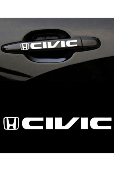 İŞCAN MOTOR 8 Adet Beyaz Honda Civic Kapı Kolu Jant Oto Sticker Cıvıc Sticker