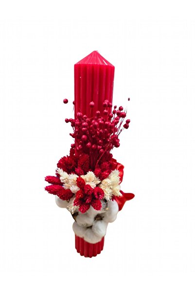 MASSIBEBE Elegant baptism candle, striped wax, Cotton decoration