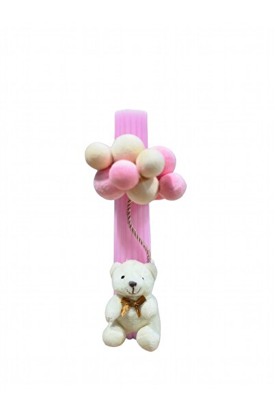 MASSIBEBE Boy baptism candle, Plush bear and balloon decoration