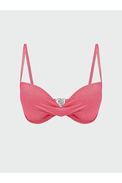 LC Waikiki Рожевий блискучий бюстгальтер без наповнювача для жіночого бікіні ...