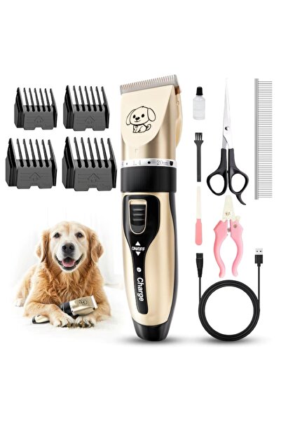 EMATTEIRO Professional Cordless Pet Clipper, Silent, 4 Combs, Scissors, Ceram...