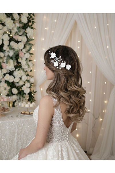 sibelle tasarım Floral Bridal Hairpin, Floral Bridal Crown, Bridal Crown with...