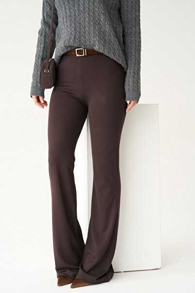 QUSTYLE Tayt İspanyol Pantolon Kemerli