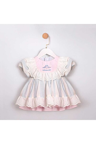 ministok فستان للفتيات الصغيرات بتفاصيل تطريز كاروسيل