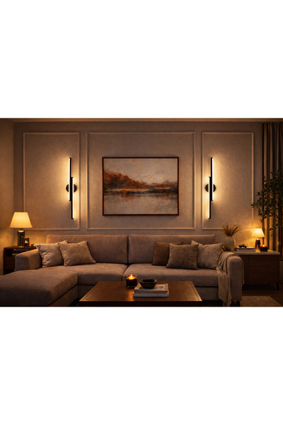HF DESIGNER Çift Yönlü Pilli Aplik 60CM Modern TV Panel Işığı Resim Aplik Otel Cafe Restaurant Apliği