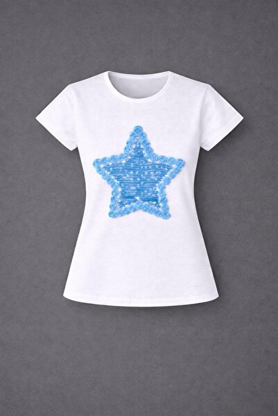 Nacar 23 Nisan 29 Ekim Gösteri Kıyafeti Yıldız Detaylı Kız Çocuk – Beyaz–Tişört