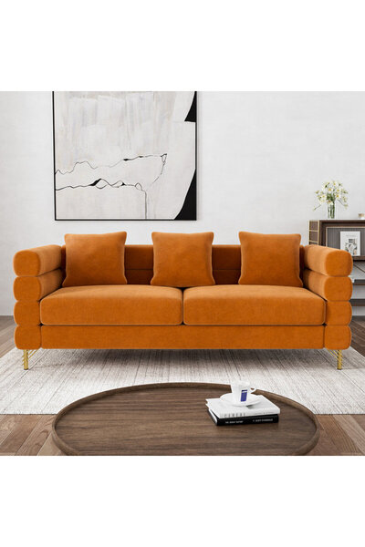 homejoyz Swedish wood boucle sofa – 220×85×80 cm