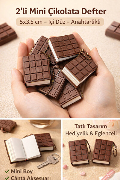 NaSaDAN 2’li Mini Çikolata Defter Anahtarlıklı 5x3.5 cm Sevimli Not Defteri Ç...