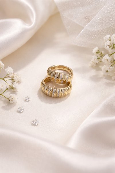 Kmod Life Xuping Gold Color Steel Earrings with Stones Hoop Earrings