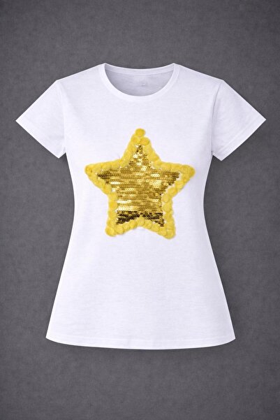Nacar 23 Nisan 29 Ekim Gösteri Kıyafeti Yıldız Detaylı Kız Çocuk – Beyaz–Tişört
