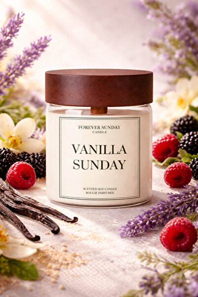 Forever Sunday Vanilya Ahududu Kokulu Soya Mumu Vegan Dekoratif Bardak Mum Va...