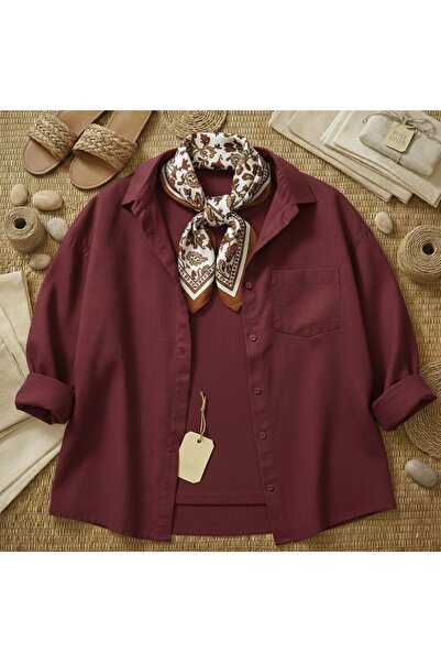 miremiran Tesettür yakası kapanır Doğal Keten Kumaş salaş Kalıp Rahat Kesim g...