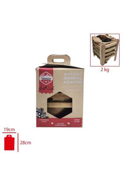 Lider MAGNESİA 2KG KAFESLİ MANGAL KÖMÜRÜ BTİKET 2KG 28X19 CM