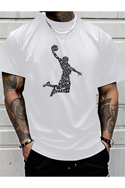 cennet'in butiği تي شيرت أبيض مطبوع عليه Typography Basketball للجنسين