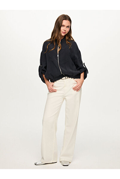 Faik Sönmez Kolu Metal Tokalı Modallı Bomber Ceket S26BMB005