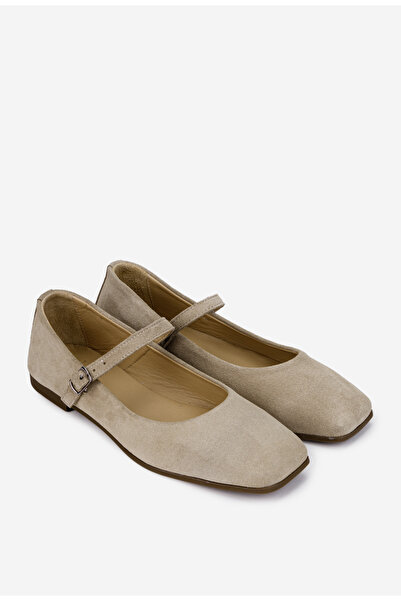 Dasha Balerini dama NUR din piele intoarsa bej cu varful patrat