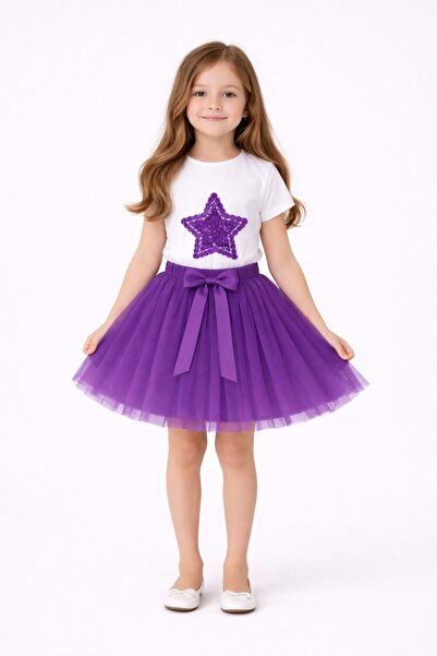 Nacar Kız Çocuk 23 Nisan 29 Ekim Yıldız Tshirt ve Tütü Etek İkili Takım - 23 ...