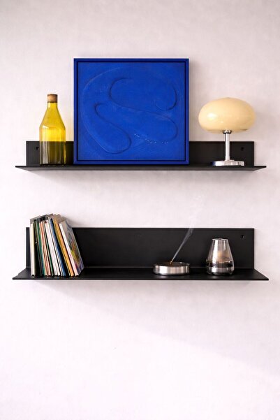 StaalHuis DKP Mat Siyah Çelik Duvar Rafı - 60x20 - Endüstriyel Metal Raf