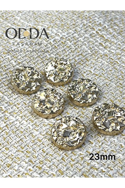 ODDA TASARIM ATÖLYESİ 23 MM GOLD DOGAL KAYA YUZEY DETAYLI 6 li DUGME SET