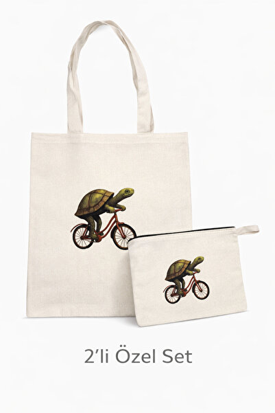 Middles&Niddles Collection Middles&Niddles Turtle Bicycle Printed Cloth Bag &...