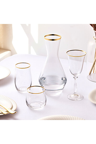 EVALIZA Crystalite 2 Gold 37 Piece Water Set for 12 People